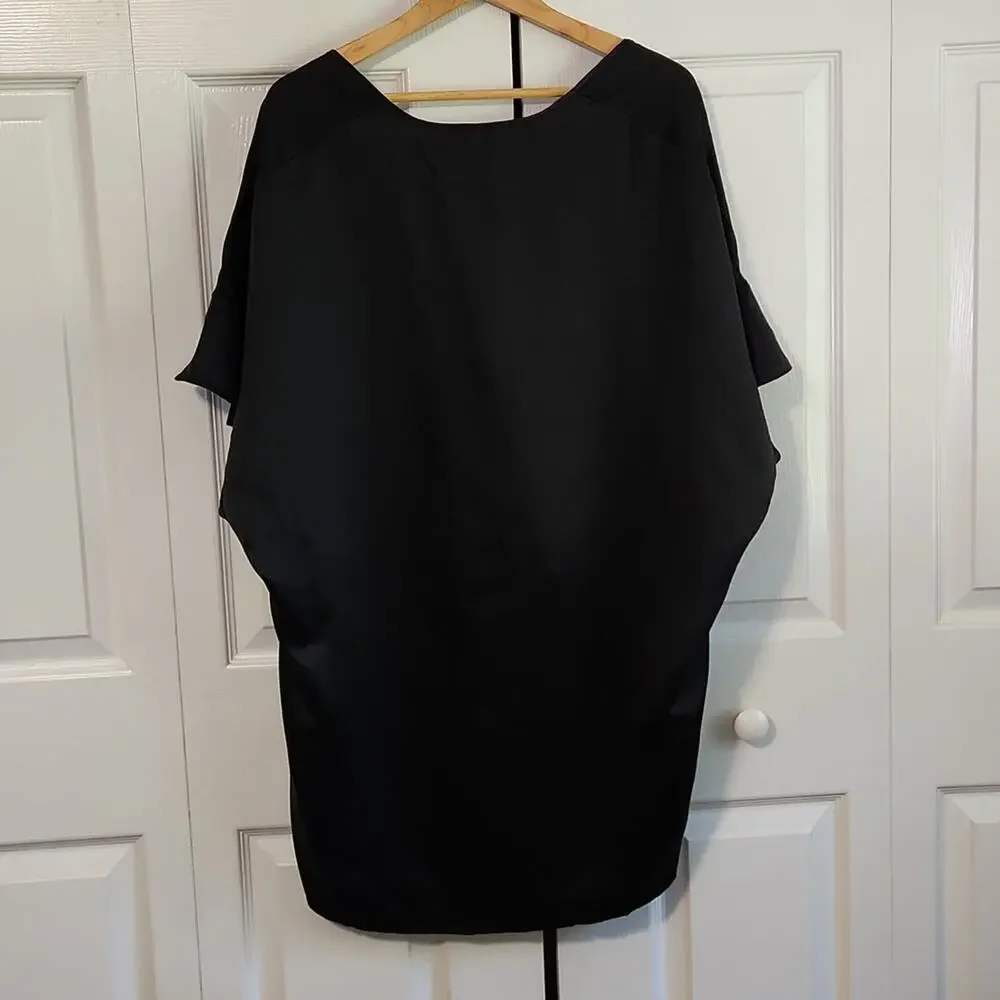 Victoria's Secret Women's Black Flutter Sleeve Robe One Size Satin Dark Romantic